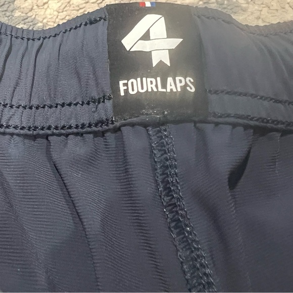 Men’s Navy Blue Four Laps Silky Active Pants Joggers Track Pants Large Elastic - Picture 4 of 7